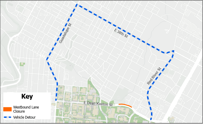 Westbound lane closure on Dean Keeton Street